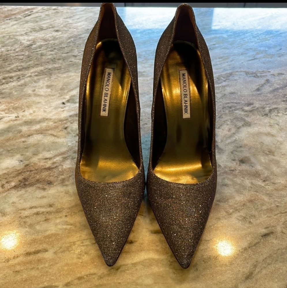 Manolo Blahnik BB 105mm Metallic Stiletto Pumps